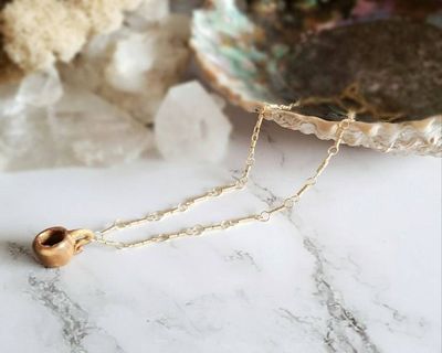 Alternate image for Polymer Clay Teacup & Gold Colored Sterling Silver Necklace