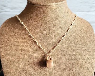Alternate image for Polymer Clay Teacup & Gold Colored Sterling Silver Necklace