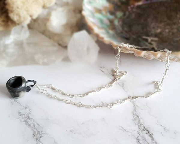 Alternate image for Polymer Clay Teacup Sterling Silver Necklace