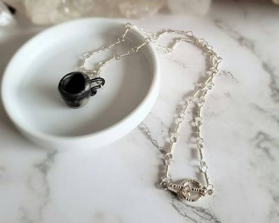 Alternate image for Polymer Clay Teacup Sterling Silver Necklace