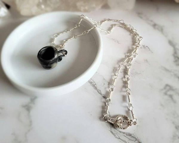 Alternate image for Polymer Clay Teacup Sterling Silver Necklace