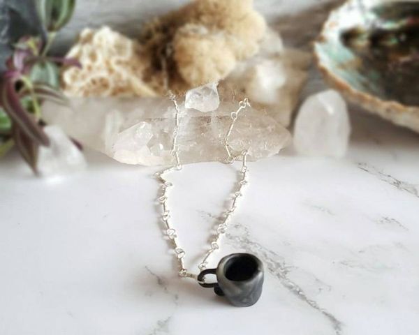 Alternate image for Polymer Clay Teacup Sterling Silver Necklace