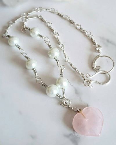 Alternate image for Rose Quartz Sterling Silver Necklace