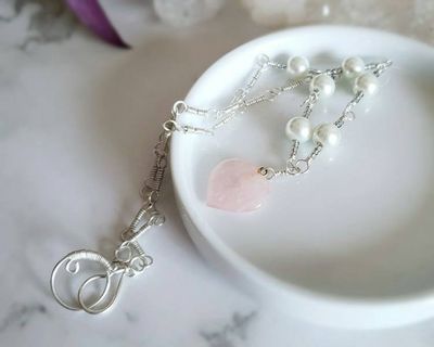 Alternate image for Rose Quartz Sterling Silver Necklace