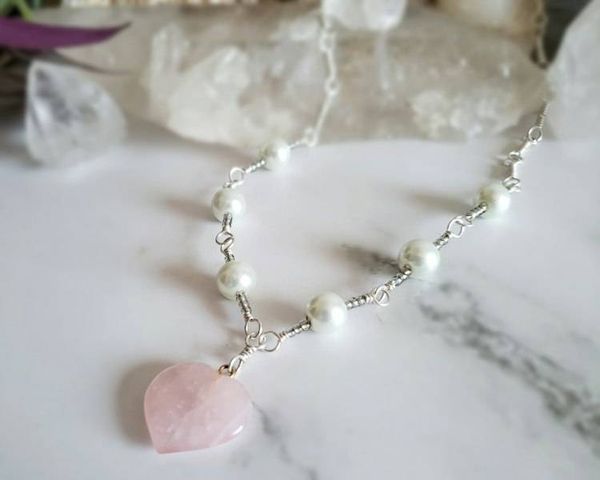Alternate image for Rose Quartz Sterling Silver Necklace