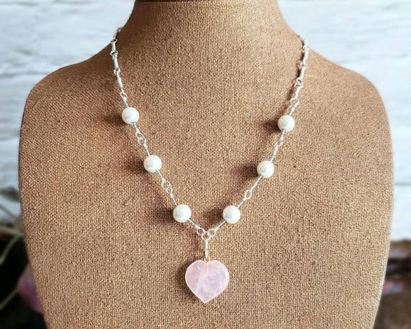 Alternate image for Rose Quartz Sterling Silver Necklace