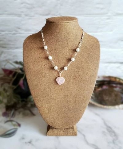 Alternate image for Rose Quartz Sterling Silver Necklace