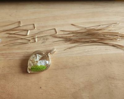 Alternate image for Phlox & Fern Gold-colored Sterling Silver Wire Wrapped Necklace