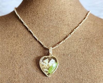 Alternate image for Phlox & Fern Gold-colored Sterling Silver Wire Wrapped Necklace