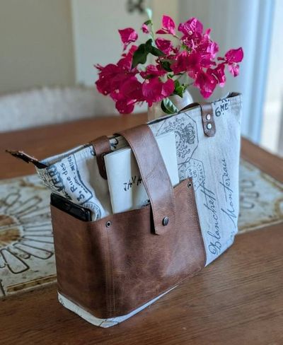 Main image for Canvas Handbag with Repurposed Leather & Denim - The Lark