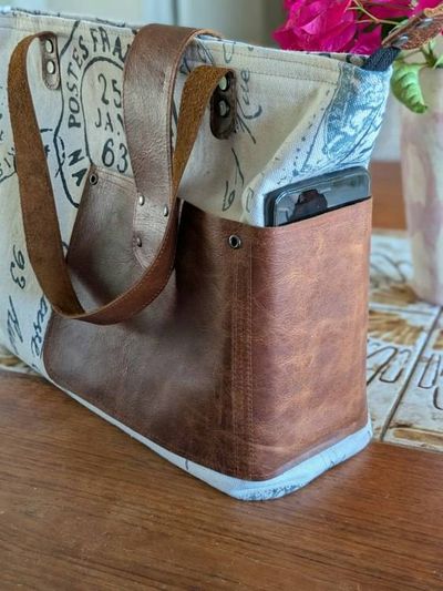 Alternate image for Canvas Handbag with Repurposed Leather & Denim - The Lark