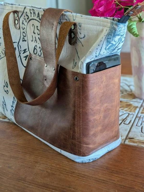 Alternate image for Canvas Handbag with Repurposed Leather & Denim - The Lark