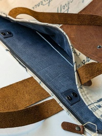 Alternate image for Canvas Handbag with Repurposed Leather & Denim - The Lark