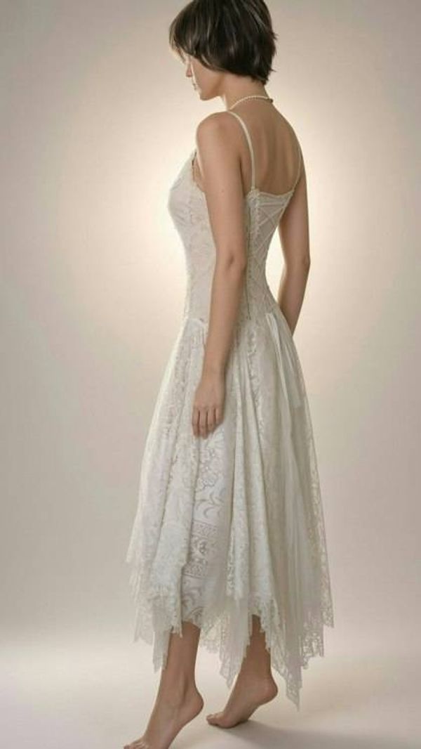 Alternate image for Handcrafted Ivory Lace Dress with Corset Back - Bohemian Wedding or Special Occasion Gown