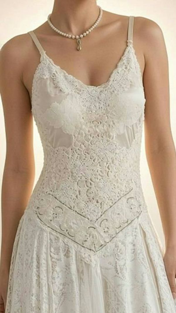Alternate image for Handcrafted Ivory Lace Dress with Corset Back - Bohemian Wedding or Special Occasion Gown
