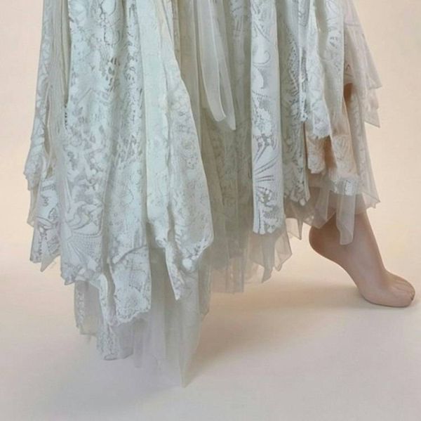 Alternate image for Handcrafted Ivory Lace Dress with Corset Back - Bohemian Wedding or Special Occasion Gown