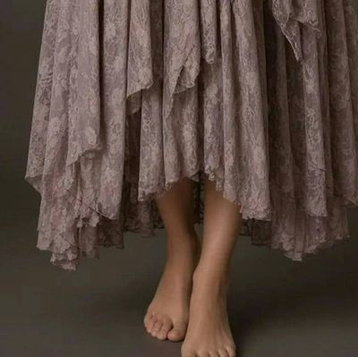 Alternate image for Handcrafted Mauve Lace Wrap Dress with Asymmetric Hem