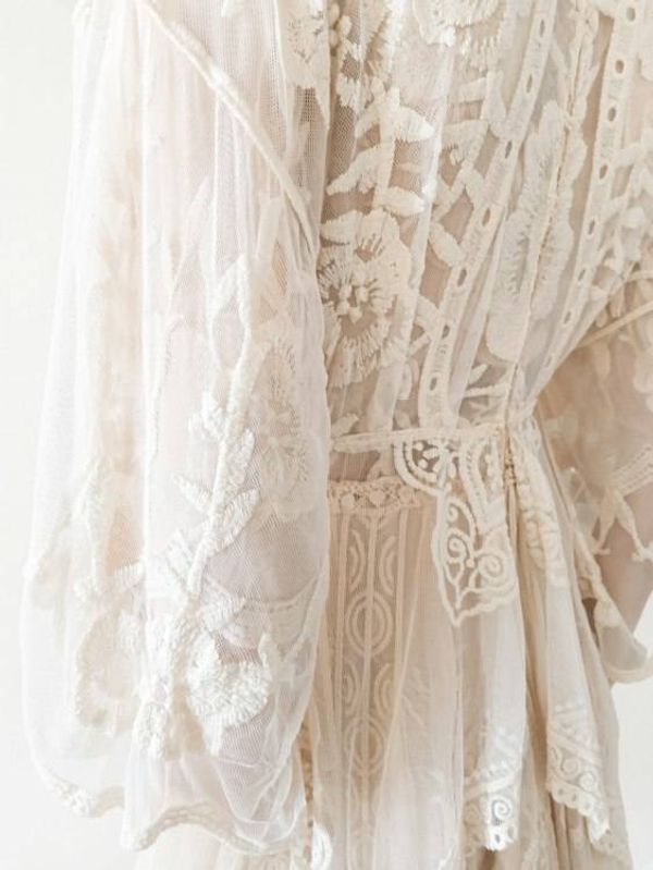 Alternate image for Unique cream layered, bohemian style dress.