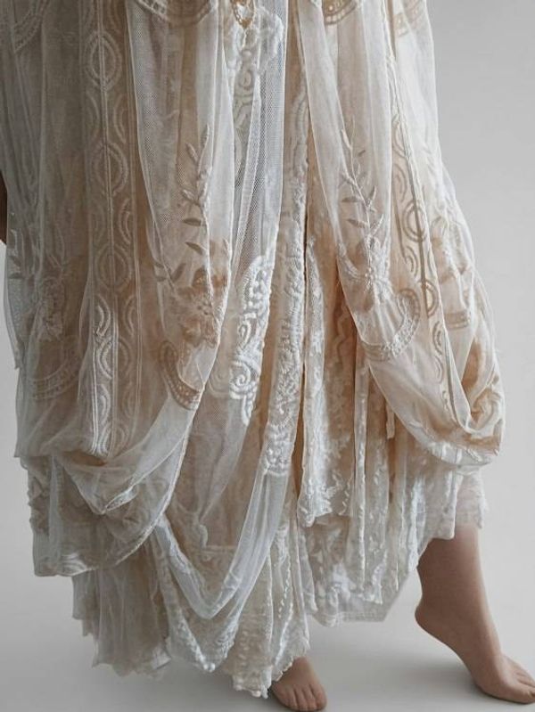 Alternate image for Unique cream layered, bohemian style dress.