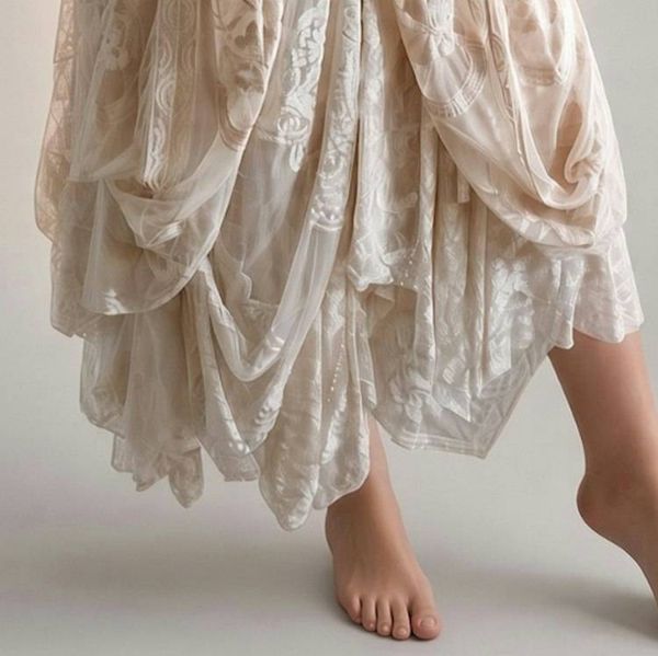 Alternate image for Unique cream layered, bohemian style dress.