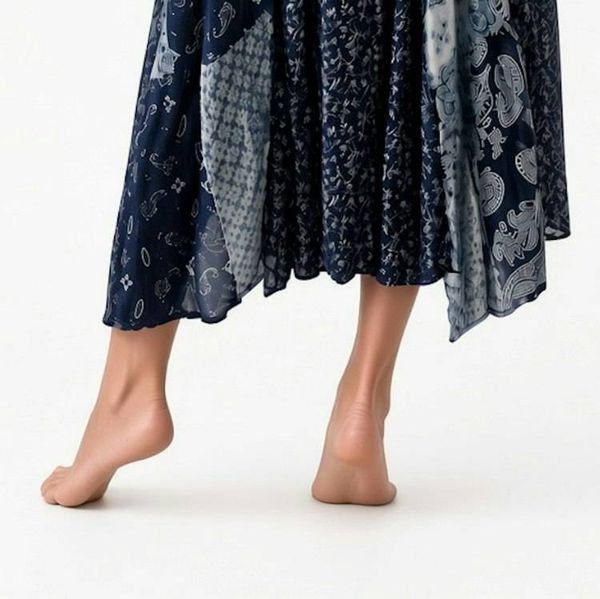 Alternate image for Navy Blue Bandana Print Sleeveless Handkerchief Hem Maxi Dress