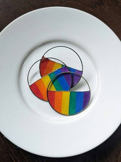 Primary image for Pride Rainbow Pin, Hand Painted, Resin Filled
