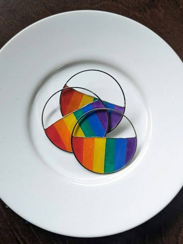 Alternate image for Pride Rainbow Pin, Hand Painted, Resin Filled