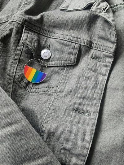 Alternate image for Pride Rainbow Pin, Hand Painted, Resin Filled