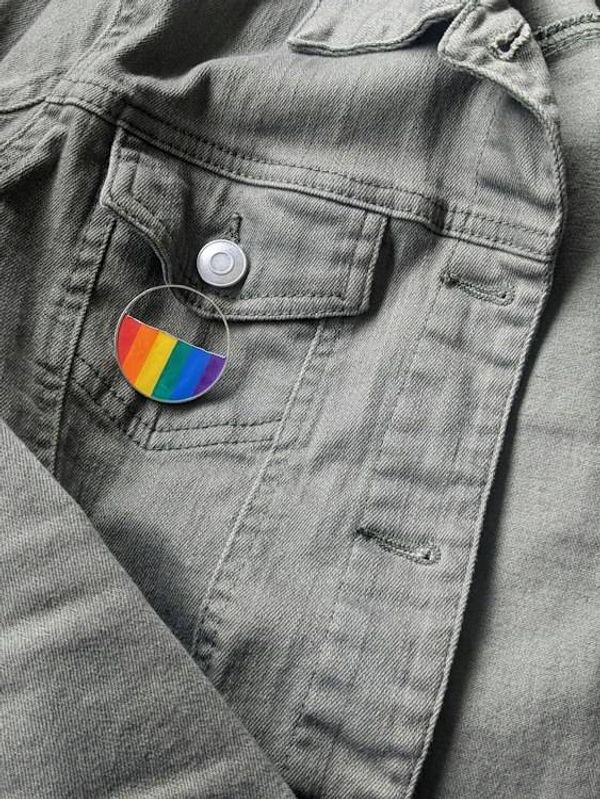 Alternate image for Pride Rainbow Pin, Hand Painted, Resin Filled