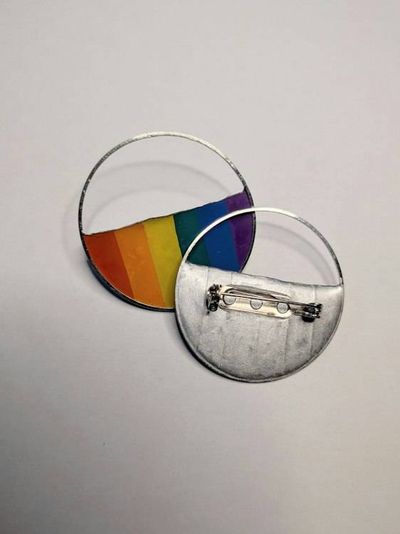 Alternate image for Pride Rainbow Pin, Hand Painted, Resin Filled