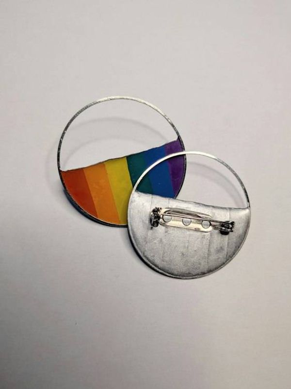 Alternate image for Pride Rainbow Pin, Hand Painted, Resin Filled