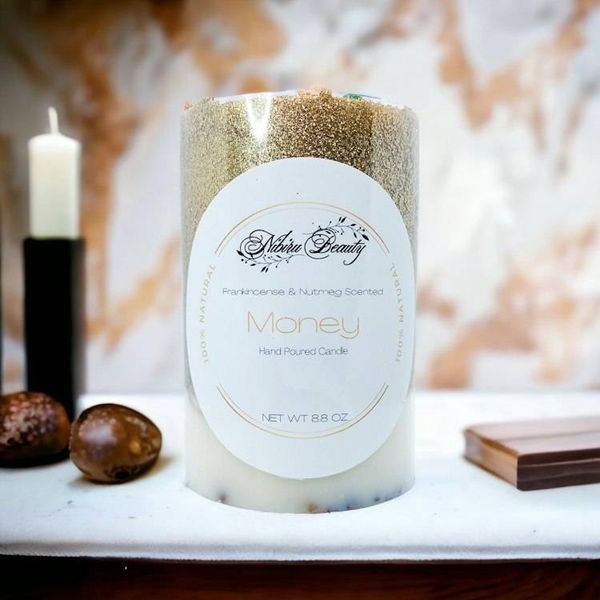 Alternate image for Money Candle | Handmade Nutmeg & Frankincense Crystal Candle