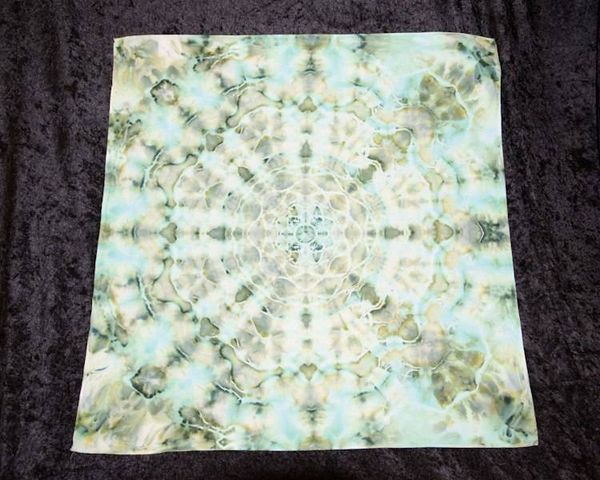 Alternate image for 100% Cotton Bandana 25.5 Square - Greens Turqouise