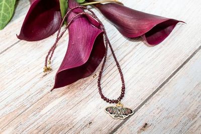 Alternate image for Crimson Enchanted Red Garnet Butterfly Necklace