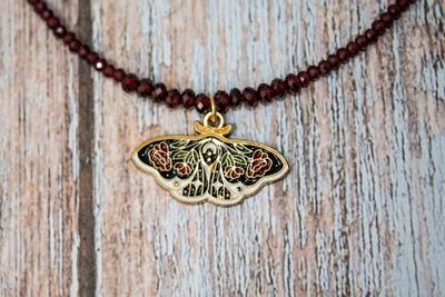 Alternate image for Crimson Enchanted Red Garnet Butterfly Necklace
