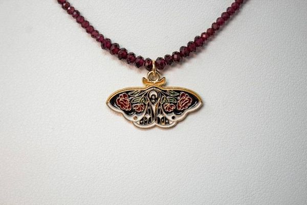 Alternate image for Crimson Enchanted Red Garnet Butterfly Necklace