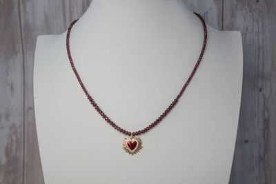 Alternate image for Amore Eterno Red Garnet Sacred Heart Necklace