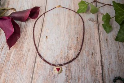 Alternate image for Amore Eterno Red Garnet Sacred Heart Necklace