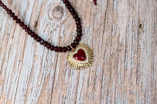 Alternate image for Amore Eterno Red Garnet Sacred Heart Necklace