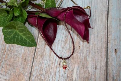 Alternate image for Sacred Flame Graduated Red Garnet Sacred Heart Necklace