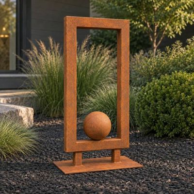 Primary image for Large Metal Garden Sculpture | Rusted Steel Outdoor Sculpture | Abstract Yard Art