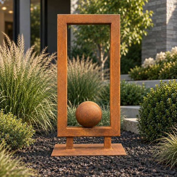Alternate image for Large Metal Garden Sculpture | Rusted Steel Outdoor Sculpture | Abstract Yard Art