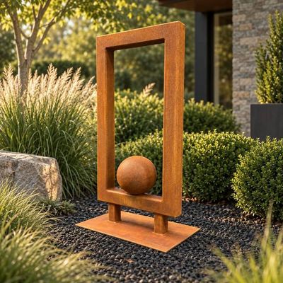 Alternate image for Large Metal Garden Sculpture | Rusted Steel Outdoor Sculpture | Abstract Yard Art