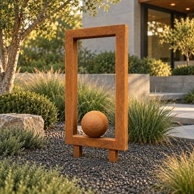 Alternate image for Large Metal Garden Sculpture | Rusted Steel Outdoor Sculpture | Abstract Yard Art