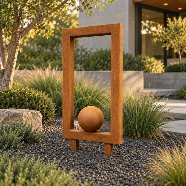 Alternate image for Large Metal Garden Sculpture | Rusted Steel Outdoor Sculpture | Abstract Yard Art