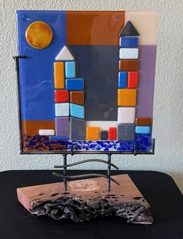 Image for Zydeco - fused glass/mixed media sculpture