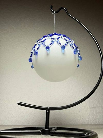 Alternate image for Sapphire Lace Beaded Ornament Cover | Handcrafted Holiday Decor