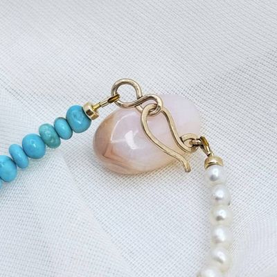 Alternate image for Genuine Turquoise & White Baroque Pearl Bracelet