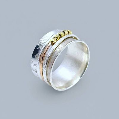 Alternate image for Sterling Silver Spinner Ring With Moving Beads