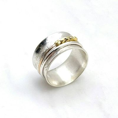 Alternate image for Sterling Silver Spinner Ring With Moving Beads